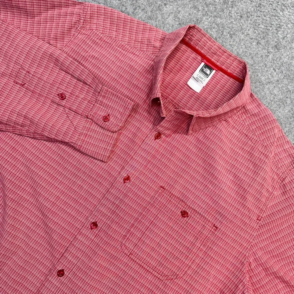 The North Face Men's XL Button Down Shirt Red Plaid Long‎ Sleeve Casual Outdoor